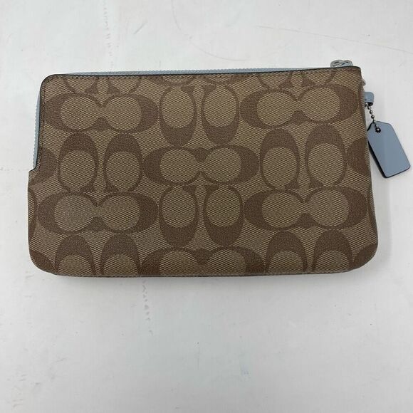 Coach - Double Corner Zip Wristlet In Signature Canvas NWOT - Picture 2 of 6